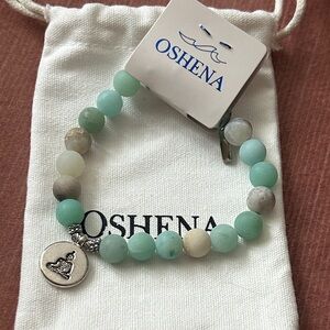 Oshena Beachwear Amazonite blue Green Beaded Bracelet with Buddha Charm